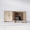 image:imageNathan James Paxton MidCentury Modern Wood Storage Cabinet with Doors Arched Storage Cabinet for Living Room or Kitchen with Rattan Door Details Raw OakRaw Oak