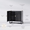 image:imageNathan James Paxton MidCentury Modern Wood Storage Cabinet with Doors Arched Storage Cabinet for Living Room or Kitchen with Rattan Door Details Raw OakBlack OakBlack Rattan