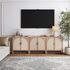 image:imageNathan James Paxton MidCentury Modern Wood Storage Cabinet with Doors Arched Storage Cabinet for Living Room or Kitchen with Rattan Door Details Raw OakRaw Oak