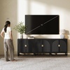image:imageNathan James Paxton MidCentury Modern Wood Storage Cabinet with Doors Arched Storage Cabinet for Living Room or Kitchen with Rattan Door Details Raw OakBlack OakBlack Rattan