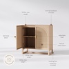 image:imageNathan James Paxton MidCentury Modern Wood Storage Cabinet with Doors Arched Storage Cabinet for Living Room or Kitchen with Rattan Door Details Raw OakRaw Oak