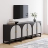 image:imageNathan James Paxton MidCentury Modern Wood Storage Cabinet with Doors Arched Storage Cabinet for Living Room or Kitchen with Rattan Door Details Raw OakBlack OakPale Rattan