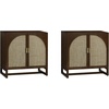 image:imageNathan James Paxton MidCentury Modern Wood Storage Cabinet with Doors Arched Storage Cabinet for Living Room or Kitchen with Rattan Door Details Raw OakDark Acacia