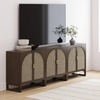 image:imageNathan James Paxton MidCentury Modern Wood Storage Cabinet with Doors Arched Storage Cabinet for Living Room or Kitchen with Rattan Door Details Raw OakDark Acacia