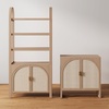 image:imageNathan James Paxton MidCentury Modern Wood Storage Cabinet with Doors Arched Storage Cabinet for Living Room or Kitchen with Rattan Door Details Raw OakRaw Oak
