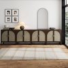 image:imageNathan James Paxton MidCentury Modern Wood Storage Cabinet with Doors Arched Storage Cabinet for Living Room or Kitchen with Rattan Door Details Raw OakDark Acacia
