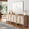 image:imageNathan James Paxton MidCentury Modern Wood Storage Cabinet with Doors Arched Storage Cabinet for Living Room or Kitchen with Rattan Door Details Raw OakRaw Oak