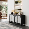 image:imageNathan James Paxton MidCentury Modern Wood Storage Cabinet with Doors Arched Storage Cabinet for Living Room or Kitchen with Rattan Door Details Raw OakBlack OakPale Rattan