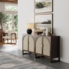 image:imageNathan James Paxton MidCentury Modern Wood Storage Cabinet with Doors Arched Storage Cabinet for Living Room or Kitchen with Rattan Door Details Raw OakDark Acacia