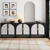 image:imageNathan James Paxton MidCentury Modern Wood Storage Cabinet with Doors Arched Storage Cabinet for Living Room or Kitchen with Rattan Door Details Raw OakBlack OakPale Rattan