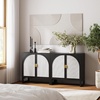image:imageNathan James Paxton MidCentury Modern Wood Storage Cabinet with Doors Arched Storage Cabinet for Living Room or Kitchen with Rattan Door Details Raw OakBlack OakPale Rattan