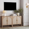 image:imageNathan James Paxton MidCentury Modern Wood Storage Cabinet with Doors Arched Storage Cabinet for Living Room or Kitchen with Rattan Door Details Raw OakRaw Oak