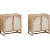 image:imageNathan James Paxton MidCentury Modern Wood Storage Cabinet with Doors Arched Storage Cabinet for Living Room or Kitchen with Rattan Door Details Raw OakRaw Oak