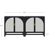 image:imageNathan James Paxton MidCentury Modern Wood Storage Cabinet with Doors Arched Storage Cabinet for Living Room or Kitchen with Rattan Door Details Raw OakBlack OakPale Rattan