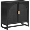 image:imageNathan James Paxton MidCentury Modern Wood Storage Cabinet with Doors Arched Storage Cabinet for Living Room or Kitchen with Rattan Door Details Raw OakBlack OakBlack Rattan