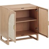 image:imageNathan James Paxton MidCentury Modern Wood Storage Cabinet with Doors Arched Storage Cabinet for Living Room or Kitchen with Rattan Door Details Raw OakRaw Oak
