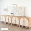 image:imageNathan James Paxton MidCentury Modern Wood Storage Cabinet with Doors Arched Storage Cabinet for Living Room or Kitchen with Rattan Door Details Raw OakRaw Oak