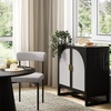 image:imageNathan James Paxton MidCentury Modern Wood Storage Cabinet with Doors Arched Storage Cabinet for Living Room or Kitchen with Rattan Door Details Raw OakBlack OakPale Rattan