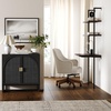 image:imageNathan James Paxton MidCentury Modern Wood Storage Cabinet with Doors Arched Storage Cabinet for Living Room or Kitchen with Rattan Door Details Raw OakBlack OakBlack Rattan