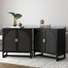 image:imageNathan James Paxton MidCentury Modern Wood Storage Cabinet with Doors Arched Storage Cabinet for Living Room or Kitchen with Rattan Door Details Raw OakBlack OakBlack Rattan