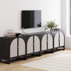 image:imageNathan James Paxton MidCentury Modern Wood Storage Cabinet with Doors Arched Storage Cabinet for Living Room or Kitchen with Rattan Door Details Raw OakBlack OakPale Rattan