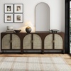 image:imageNathan James Paxton MidCentury Modern Wood Storage Cabinet with Doors Arched Storage Cabinet for Living Room or Kitchen with Rattan Door Details Raw OakDark Acacia