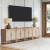 image:imageNathan James Paxton MidCentury Modern Wood Storage Cabinet with Doors Arched Storage Cabinet for Living Room or Kitchen with Rattan Door Details Raw OakRaw Oak