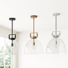 image:imageNathan James Percy Modern 2Light Pendant Island Light Fixture Brass Hanging Lights with Gold Metal Shade and Adjustable Cord for Kitchen Living Room Vintage BrassBlackClear