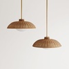 image:imageNathan James Percy Modern 2Light Pendant Island Light Fixture Brass Hanging Lights with Gold Metal Shade and Adjustable Cord for Kitchen Living Room Vintage BrassRattanGold