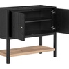 image:imageNathan James Scott Transitional Fluted Accent Cabinet or Storage Cabinet for Living Room or Entryway with Solid Wood Panel Black Oak Set of 3Black Oak