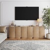 image:imageNathan James Scott Transitional Fluted Accent Cabinet or Storage Cabinet for Living Room or Entryway with Solid Wood Panel Black Oak Set of 3Brown