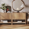 image:imageNathan James Scott Transitional Fluted Accent Cabinet or Storage Cabinet for Living Room or Entryway with Solid Wood Panel Black Oak Set of 3Light Brown