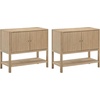 image:imageNathan James Scott Transitional Fluted Accent Cabinet or Storage Cabinet for Living Room or Entryway with Solid Wood Panel Black Oak Set of 3Light Brown