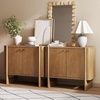 image:imageNathan James Scott Transitional Fluted Accent Cabinet or Storage Cabinet for Living Room or Entryway with Solid Wood Panel Black Oak Set of 3Medium Brown