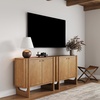 image:imageNathan James Scott Transitional Fluted Accent Cabinet or Storage Cabinet for Living Room or Entryway with Solid Wood Panel Black Oak Set of 3Medium Brown