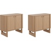 image:imageNathan James Scott Transitional Fluted Accent Cabinet or Storage Cabinet for Living Room or Entryway with Solid Wood Panel Black Oak Set of 3Raw Oak