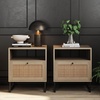 image:imageNathan James Sideboard Buffet Modern Storage Free Standing Accent Cabinet for Hallway Entryway or Living Room 1 Black OakCane amp Mina Rattan Wood End Side Accent Table NightstandLight OakBlack