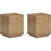 image:imageNathan James Tambellini Mid Century Modern Nightstand Bedside Table with Drawer and Cabinet Storage Solid Wood Legs and Fluted Door Fronts Light BrownLight Brown  Set of 2