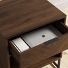 image:imageNathan James Tambellini Mid Century Modern Nightstand Bedside Table with Drawer and Cabinet Storage Solid Wood Legs and Fluted Door Fronts Light BrownWalnutBlack  Set of 2