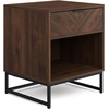 image:imageNathan James Tambellini Mid Century Modern Nightstand Bedside Table with Drawer and Cabinet Storage Solid Wood Legs and Fluted Door Fronts Light BrownWalnutBlack