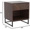 image:imageNathan James Tambellini Mid Century Modern Nightstand Bedside Table with Drawer and Cabinet Storage Solid Wood Legs and Fluted Door Fronts Light BrownWalnutBlack