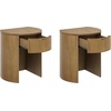 image:imageNathan James Tambellini Mid Century Modern Nightstand Bedside Table with Drawer and Cabinet Storage Solid Wood Legs and Fluted Door Fronts Light BrownShay Brown  Set of 2