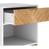 image:imageNathan James Tambellini Mid Century Modern Nightstand Bedside Table with Drawer and Cabinet Storage Solid Wood Legs and Fluted Door Fronts Light BrownWhiteGold