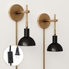 image:imageNathan James Tamlin Vintage Brass Wall Light Fixture Wall Mounted 1Light Lamp Plugin Sconce with OnOff Switch for Living Room Reading Nook or Bedroom BrassVintage BrassMatte Black