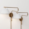 image:imageNathan James Tamlin Vintage Brass Wall Light Fixture Wall Mounted 1Light Lamp Plugin Sconce with OnOff Switch for Living Room Reading Nook or Bedroom BrassWhite LinenVintage Brass