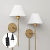 image:imageNathan James Tamlin Vintage Brass Wall Light Fixture Wall Mounted 1Light Lamp Plugin Sconce with OnOff Switch for Living Room Reading Nook or Bedroom BrassBrassWhite