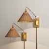 image:imageNathan James Tamlin Vintage Brass Wall Light Fixture Wall Mounted 1Light Lamp Plugin Sconce with OnOff Switch for Living Room Reading Nook or Bedroom BrassLight BrownRattan