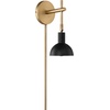 image:imageNathan James Tamlin Vintage Brass Wall Light Fixture Wall Mounted 1Light Lamp Plugin Sconce with OnOff Switch for Living Room Reading Nook or Bedroom BrassVintage BrassMatte Black