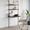 image:imageNathan James Theo 2Shelf Industrial Wall Mount Ladder Table amp Theo 5Shelf Wood Modern Bookcase Open Wall Mount Ladder Bookshelf with Industrial Metal Frame Dark Brown NutmegBlack