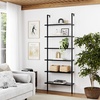 image:imageNathan James Theo 6Shelf Tall Modern Bookshelf Wall Mount Ladder Shelf Bookcase with Wood and Industrial Metal Frame Matte WhiteBlack